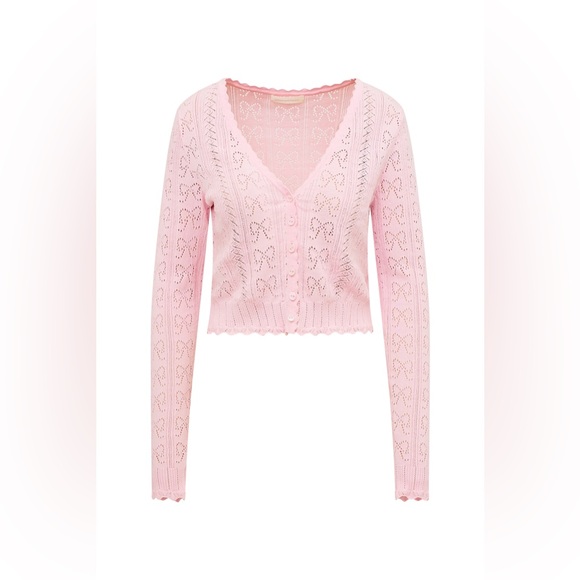 NWT* LoveShackFancy Petra Cardigan Pink Heart Patterned